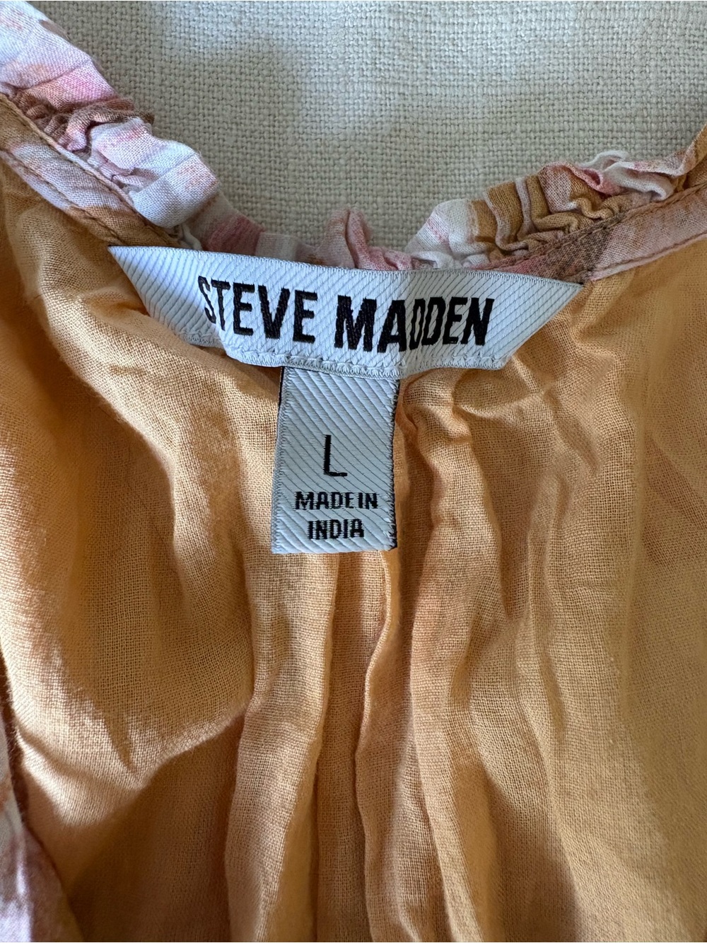 Steve Madden Mustard and Blush Tiered Mini Dress - Picture 5 of 7